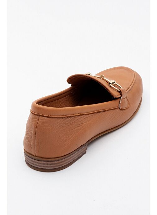 TREXIE Taba Cilt Hakiki Deri Tokalı Kadın Loafer Ayakkabı - Görsel 5