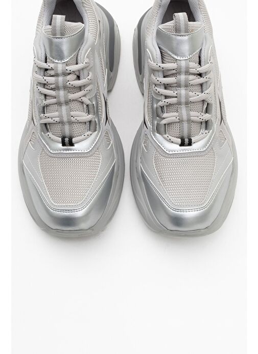 MARRON Gümüş Gri Kadın Spor Sneakers - Görsel 3