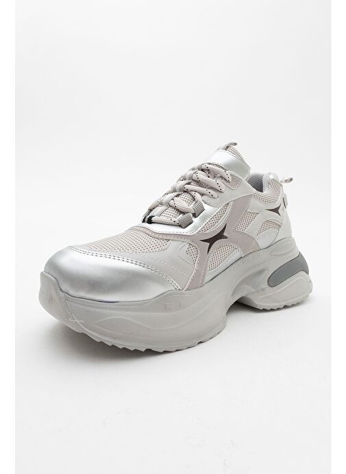 MARRON Gümüş Gri Kadın Spor Sneakers - Görsel 4