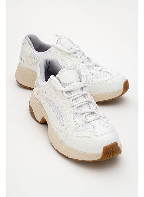 LETTY Beyaz Baskı Fileli Kadın Spor Ayakkabı - Görsel 2