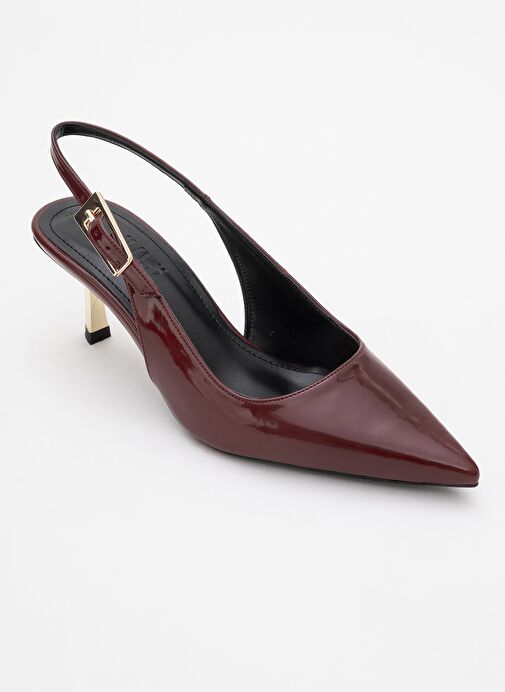 ARTY Bordo Rugan Sivri Burun Arkası Açık Kadın İnce Topuklu Ayakkabı - Görsel 4