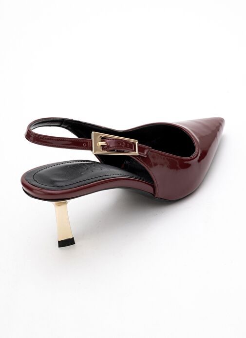ARTY Bordo Rugan Sivri Burun Arkası Açık Kadın İnce Topuklu Ayakkabı - Görsel 5