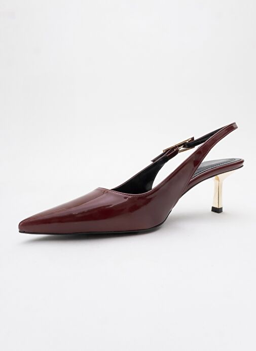 ARTY Bordo Rugan Sivri Burun Arkası Açık Kadın İnce Topuklu Ayakkabı - Görsel 6