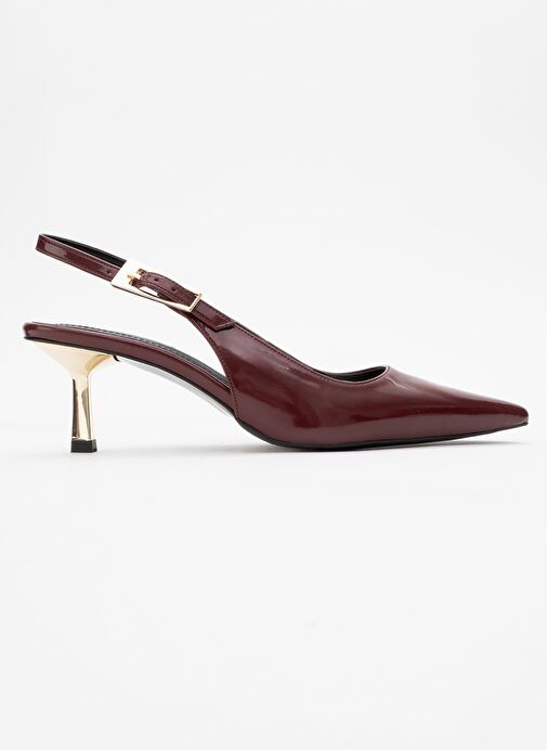 ARTY Bordo Rugan Sivri Burun Arkası Açık Kadın İnce Topuklu Ayakkabı - Görsel 7