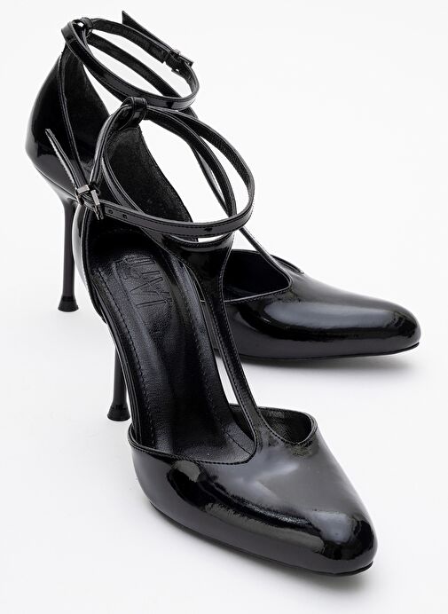 JON Siyah Rugan Kadın İnce Topuklu Ayakkabı - Görsel 2