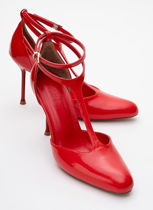 JON Kırmızı Rugan Kadın İnce Topuklu Ayakkabı - Görsel 2