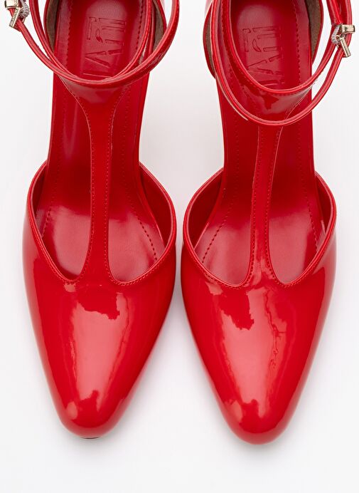 JON Kırmızı Rugan Kadın İnce Topuklu Ayakkabı - Görsel 3