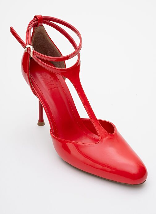 JON Kırmızı Rugan Kadın İnce Topuklu Ayakkabı - Görsel 4