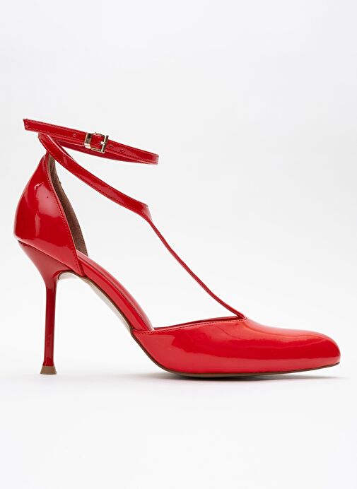 JON Kırmızı Rugan Kadın İnce Topuklu Ayakkabı - Görsel 7