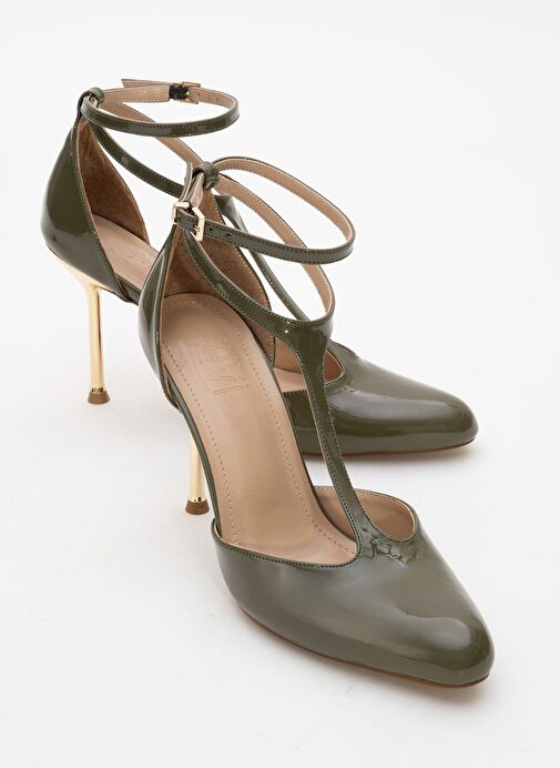JON Haki Rugan Kadın İnce Topuklu Ayakkabı - Görsel 2