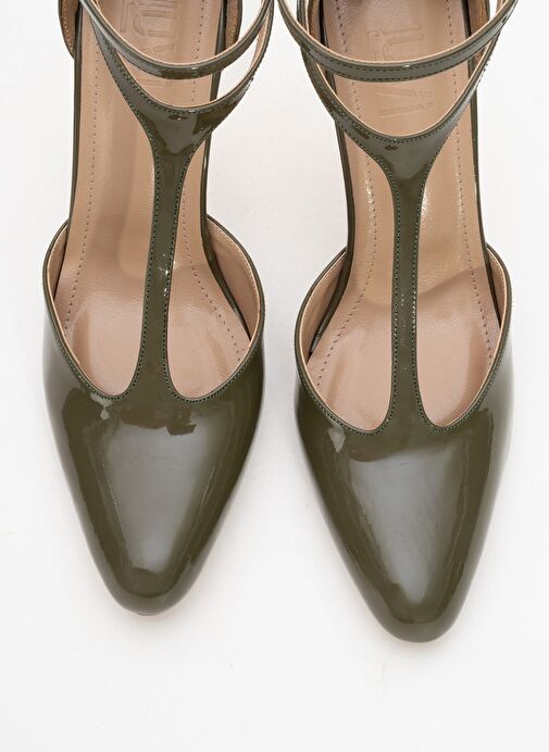 JON Haki Rugan Kadın İnce Topuklu Ayakkabı - Görsel 3