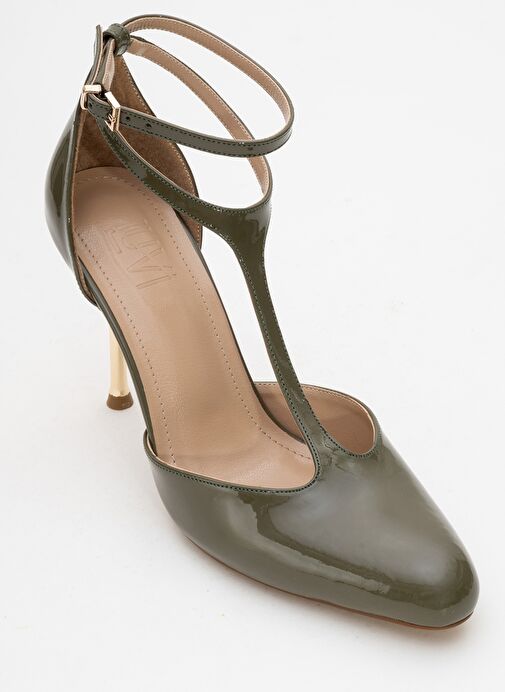 JON Haki Rugan Kadın İnce Topuklu Ayakkabı - Görsel 4