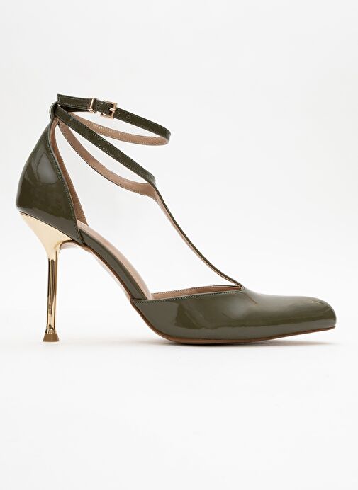 JON Haki Rugan Kadın İnce Topuklu Ayakkabı - Görsel 7