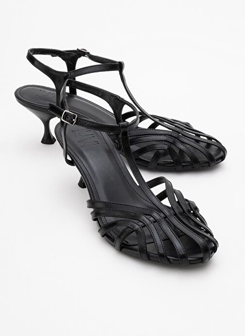 FELİP Siyah Cilt Bantlı Kadın Kısa Topuklu Ayakkabı - Görsel 2