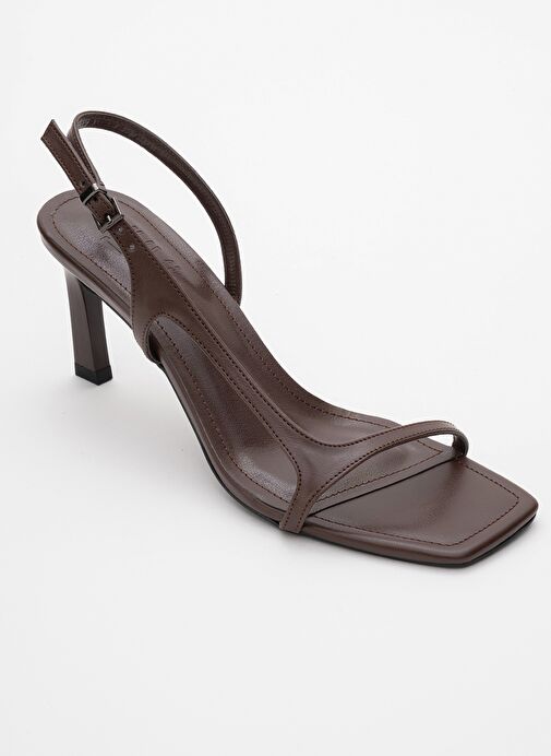 MELBY Kahve Cilt Kadın Topuklu Ayakkabı - Görsel 4