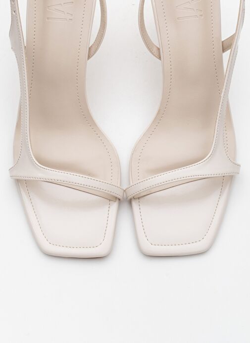 MELBY Ekru Cilt Kadın Topuklu Ayakkabı - Görsel 3