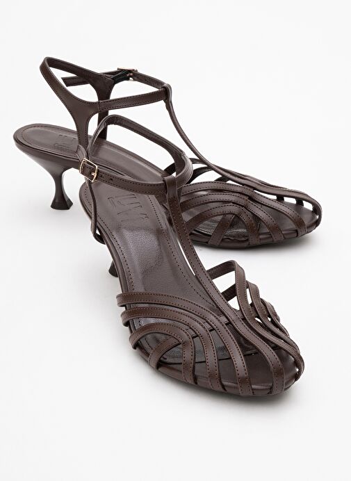 FELİP Kahve Cilt Bantlı Kadın Kısa Topuklu Ayakkabı - Görsel 2