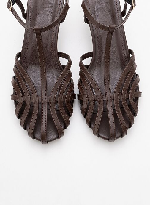 FELİP Kahve Cilt Bantlı Kadın Kısa Topuklu Ayakkabı - Görsel 3