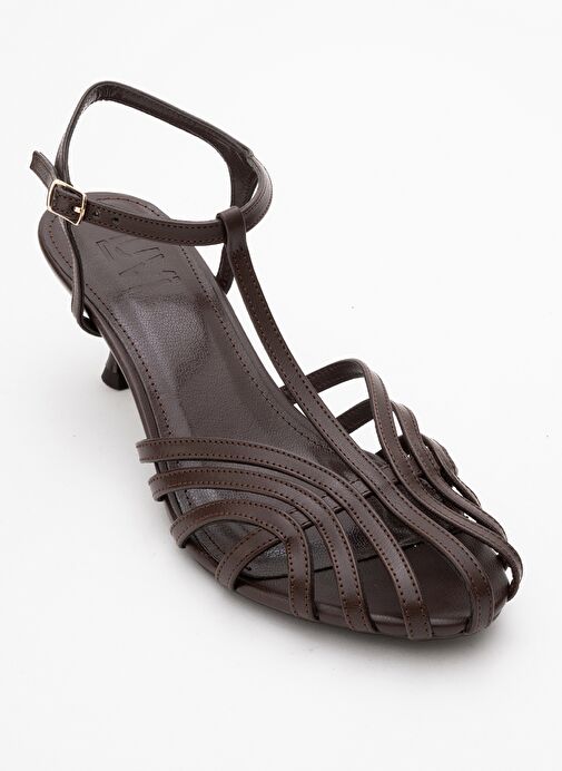 FELİP Kahve Cilt Bantlı Kadın Kısa Topuklu Ayakkabı - Görsel 4