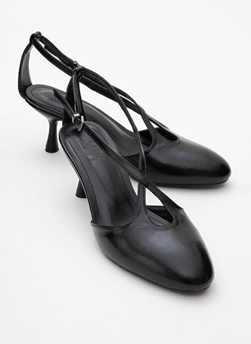 AGVES Siyah Cilt Kadın Topuklu Ayakkabı - Görsel 2
