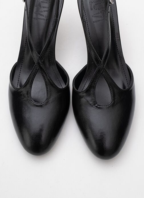 AGVES Siyah Cilt Kadın Topuklu Ayakkabı - Görsel 3