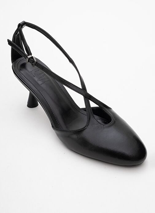 AGVES Siyah Cilt Kadın Topuklu Ayakkabı - Görsel 4