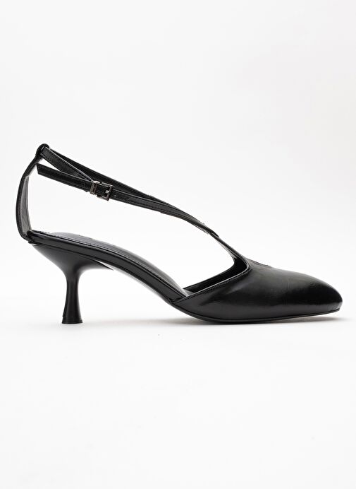 AGVES Siyah Cilt Kadın Topuklu Ayakkabı - Görsel 7
