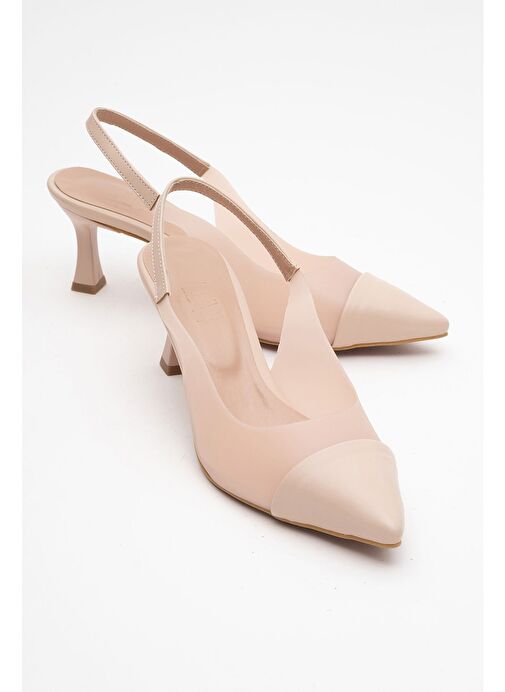 MOORE Ten Şeffaf Arkası Açık Sivri Burun Kadın Topuklu Ayakkabı - Görsel 2