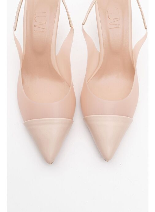 MOORE Ten Şeffaf Arkası Açık Sivri Burun Kadın Topuklu Ayakkabı - Görsel 3