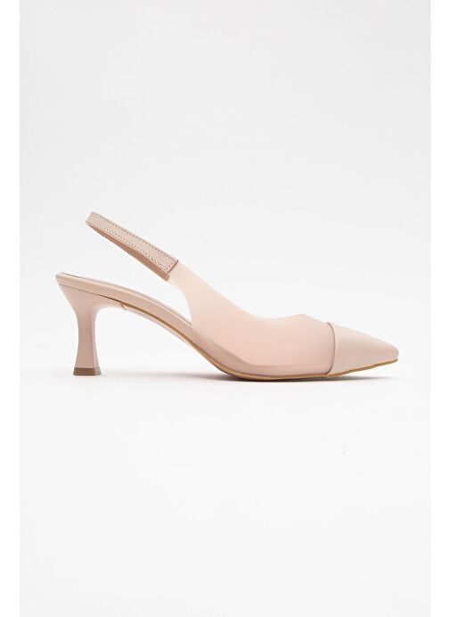 MOORE Ten Şeffaf Arkası Açık Sivri Burun Kadın Topuklu Ayakkabı - Görsel 6
