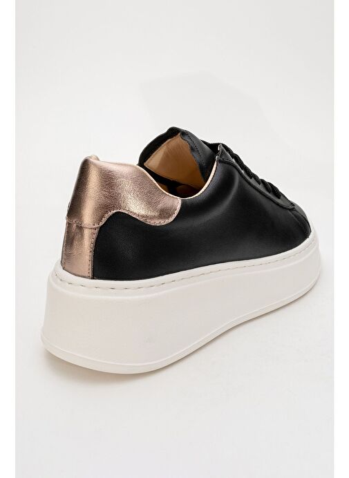 GUENO Siyah Cilt Hakiki Deri Kadın Spor Ayakkabı - Görsel 5