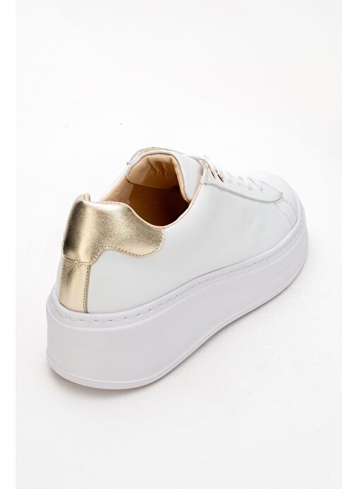 GUENO Beyaz Cilt Hakiki Deri Kadın Spor Ayakkabı - Görsel 5