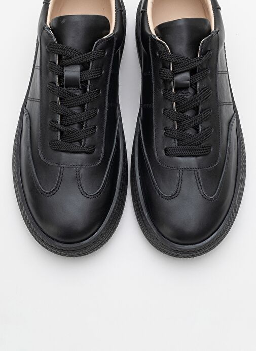 FİORE Siyah Cilt Hakiki Deri Kadın Spor Ayakkabı - Görsel 3