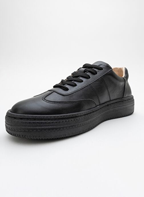 FİORE Siyah Cilt Hakiki Deri Kadın Spor Ayakkabı - Görsel 4