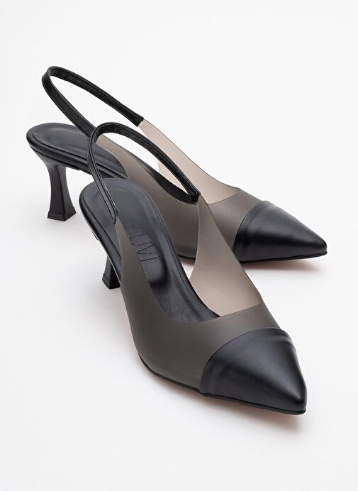 MOORE Siyah Şeffaf Arkası Açık Sivri Burun Kadın Topuklu Ayakkabı - Görsel 2