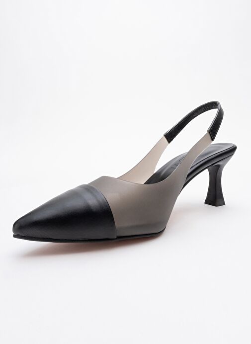 MOORE Siyah Şeffaf Arkası Açık Sivri Burun Kadın Topuklu Ayakkabı - Görsel 4
