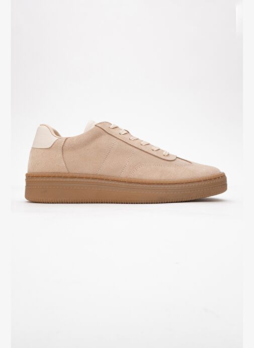 FİORE Bej Hakiki Deri Süet Kadın Spor Ayakkabı - Görsel 7