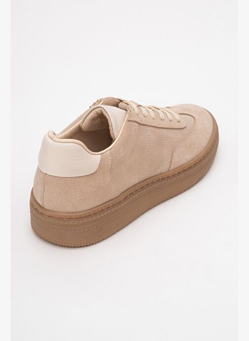 FİORE Bej Hakiki Deri Süet Kadın Spor Ayakkabı - Görsel 6