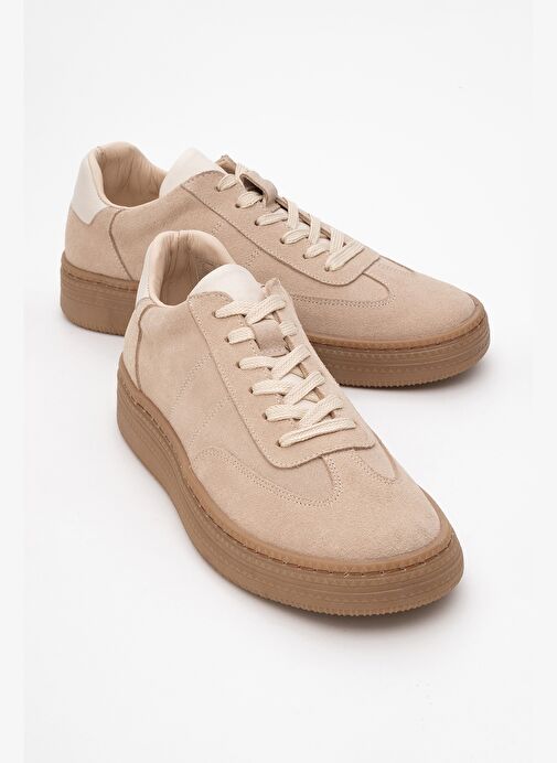 FİORE Bej Hakiki Deri Süet Kadın Spor Ayakkabı - Görsel 2