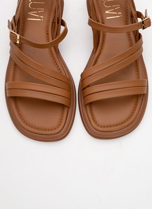 CESAR Taba Hakiki Deri Kadın Sandalet - Görsel 3