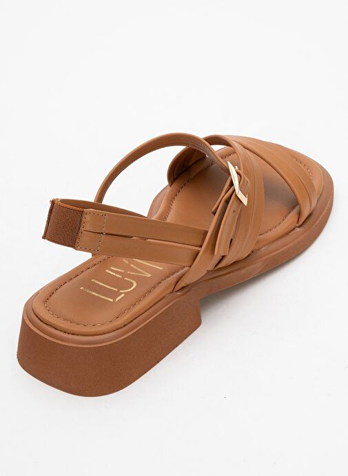 CESAR Taba Hakiki Deri Kadın Sandalet - Görsel 6