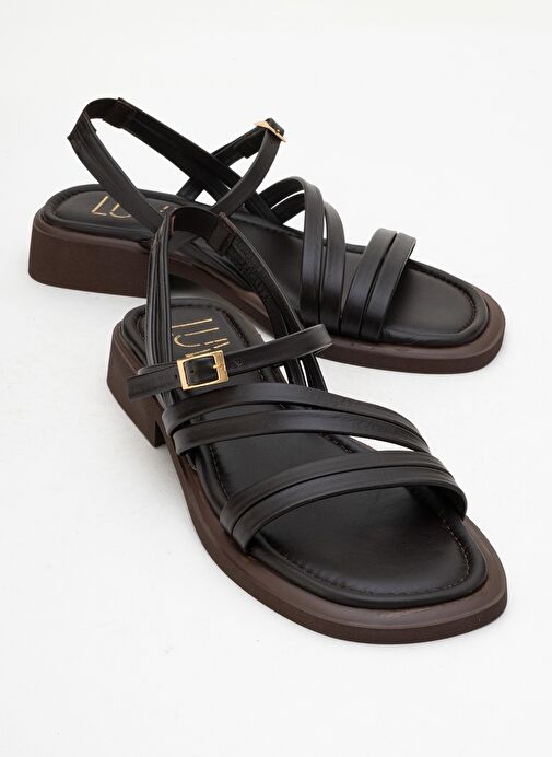 CESAR Kahverengi Hakiki Deri Kadın Sandalet - Görsel 2