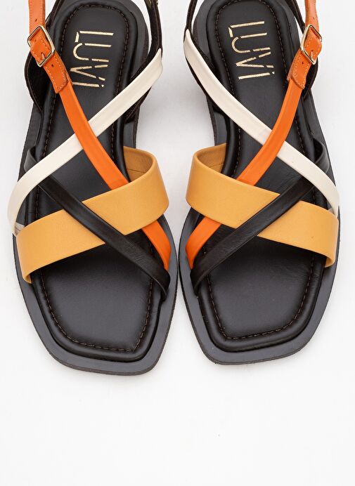 ROUSE Kahve Multi Hakiki Deri Kadın Sandalet - Görsel 3