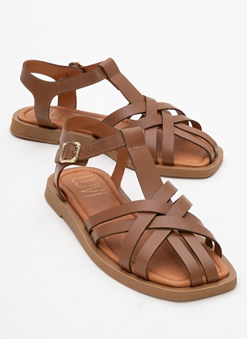 ANDRES Taba Hakiki Deri Kadın Sandalet - Görsel 2