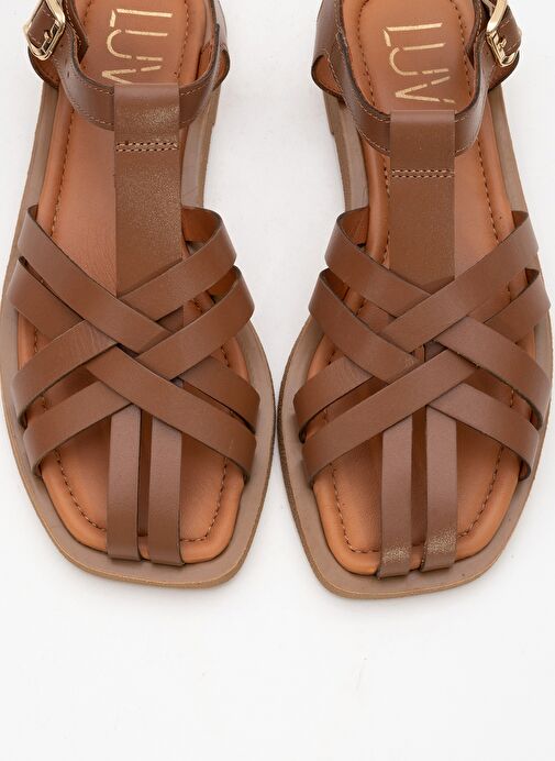 ANDRES Taba Hakiki Deri Kadın Sandalet - Görsel 3