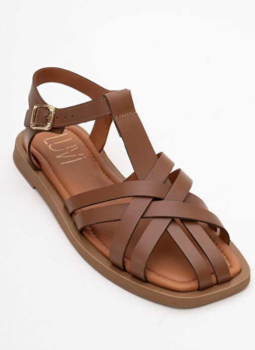 ANDRES Taba Hakiki Deri Kadın Sandalet - Görsel 4