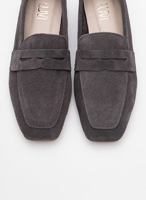 MORNE Füme Süet Hakiki Deri Kadın Loafer Ayakkabı - Görsel 3