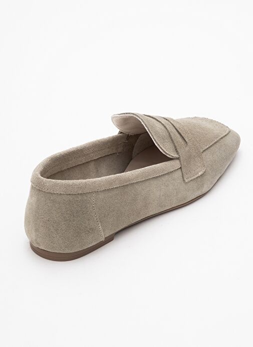 MORNE Bej Süet Hakiki Deri Kadın Loafer Ayakkabı - Görsel 5