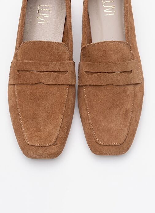 MORNE Toprak Süet Hakiki Deri Kadın Loafer Ayakkabı - Görsel 3
