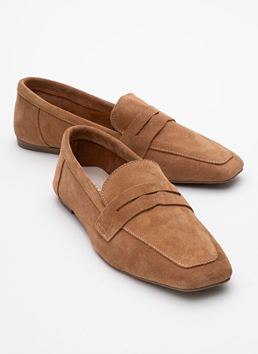 MORNE Toprak Süet Hakiki Deri Kadın Loafer Ayakkabı - Görsel 2